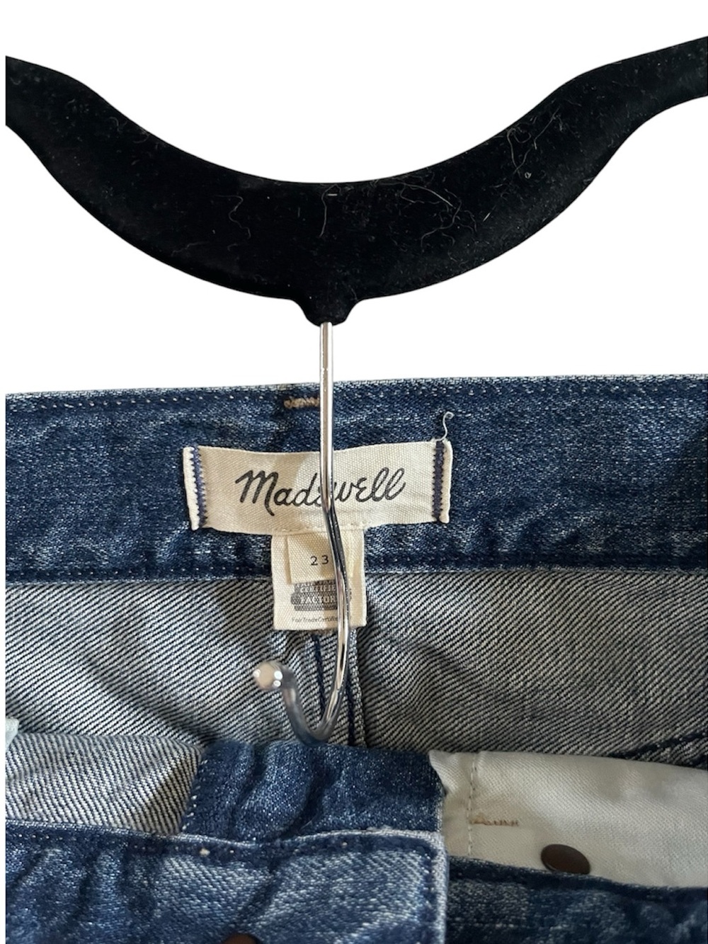 MADEWELL Classic style Denim Mini Skirt Distressed Frayed Hem size 23 EUC - Picture 9 of 14